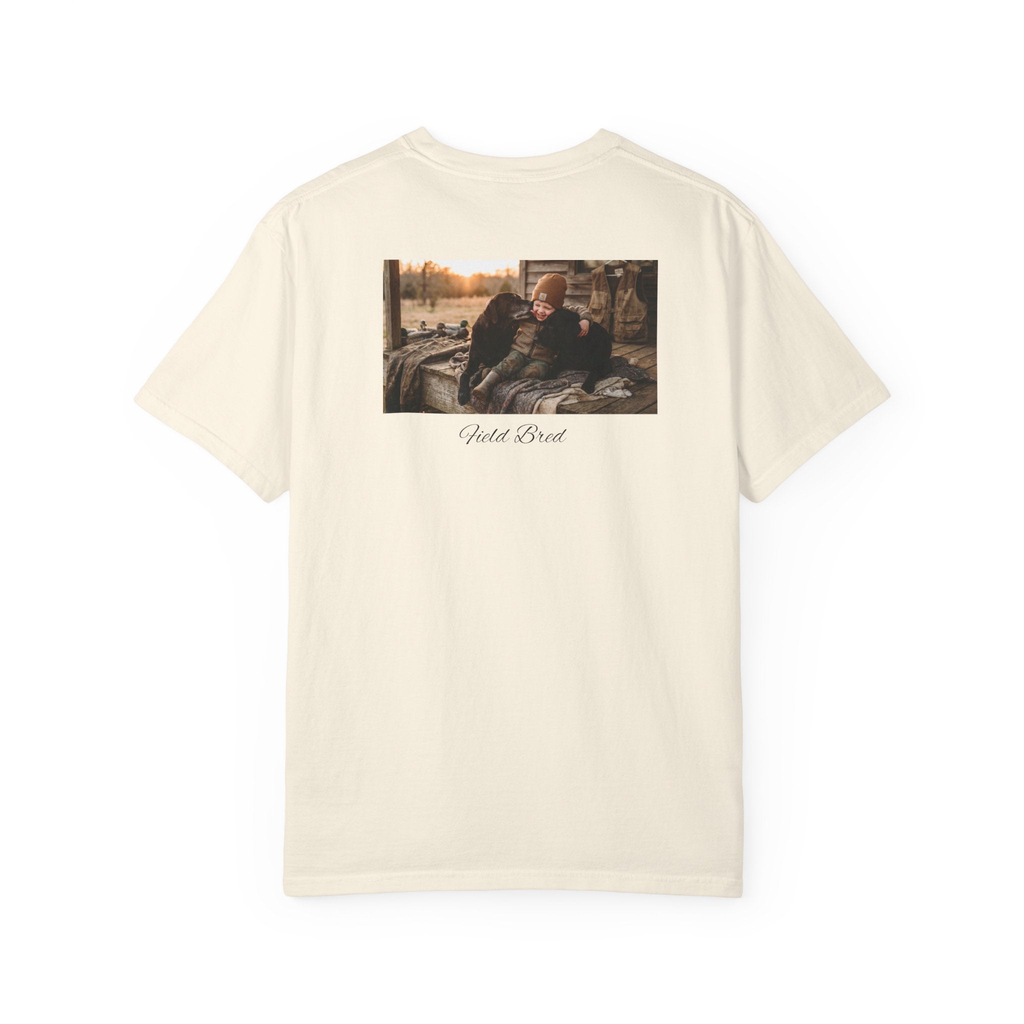 A boy and his dogs Crewneck T-Shirt — 'Cold Front' Back Print