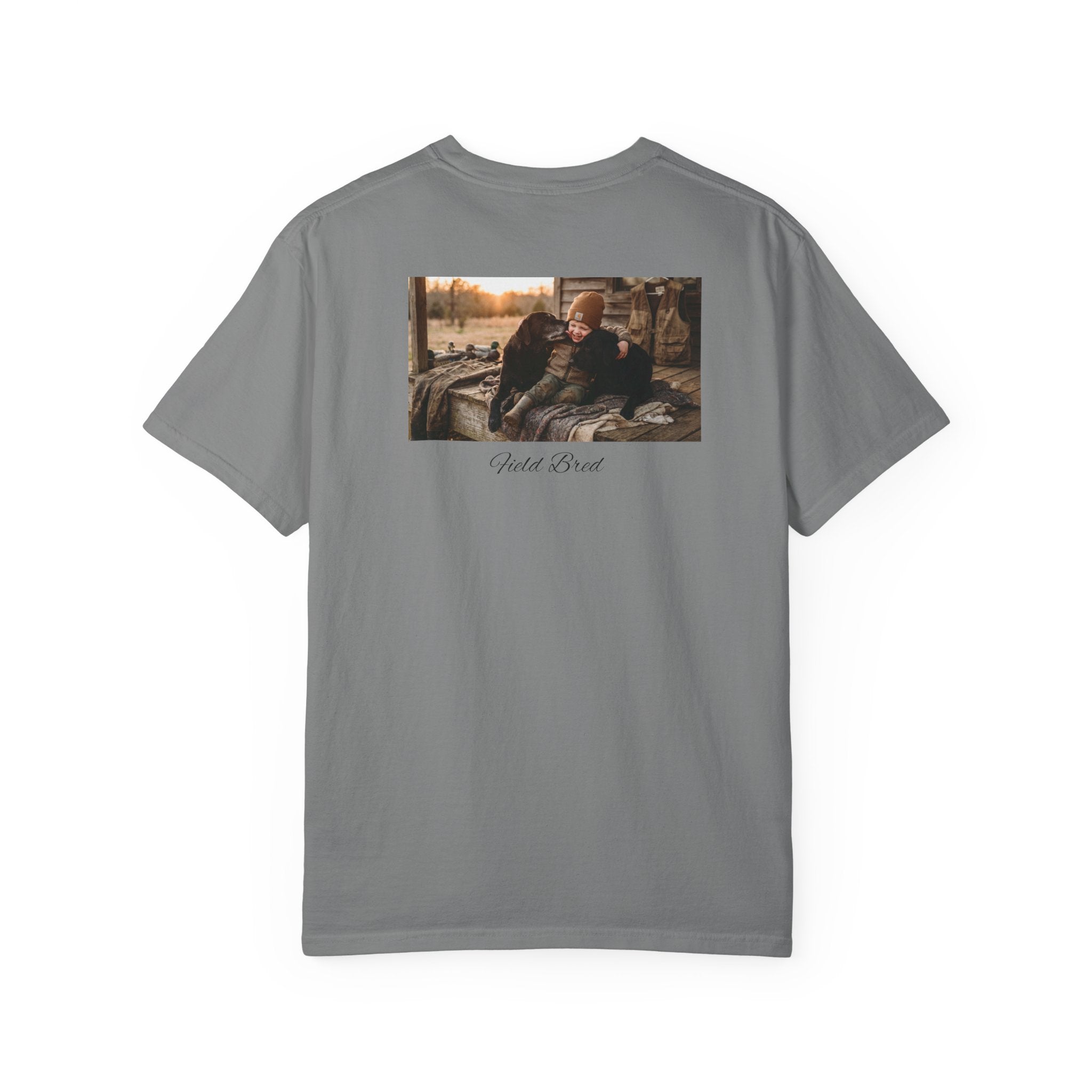 A boy and his dogs Crewneck T-Shirt — 'Cold Front' Back Print